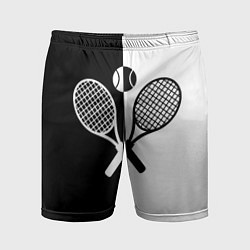 Шорты спортивные мужские Теннис - чёрно белое, цвет: 3D-принт
