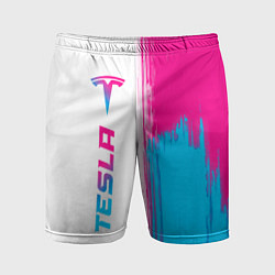 Мужские спортивные шорты Tesla neon gradient style по-вертикали