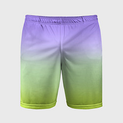 Мужские спортивные шорты Фиолетовый мятный и желто-зеленый градиент