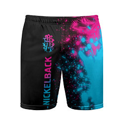 Шорты спортивные мужские Nickelback - neon gradient по-вертикали, цвет: 3D-принт
