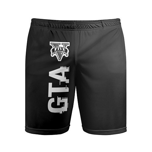Мужские спортивные шорты GTA glitch на темном фоне по-вертикали / 3D-принт – фото 1