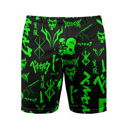 Шорты спортивные мужские Berserk neon green, цвет: 3D-принт