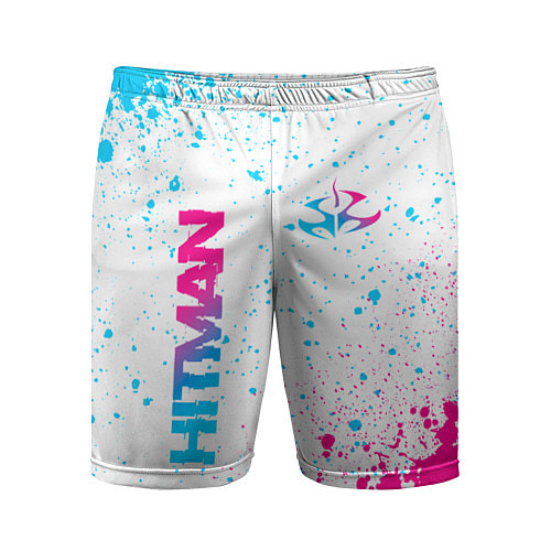 Мужские спортивные шорты Hitman neon gradient style вертикально / 3D-принт – фото 1
