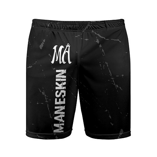 Мужские спортивные шорты Maneskin glitch на темном фоне по-вертикали / 3D-принт – фото 1