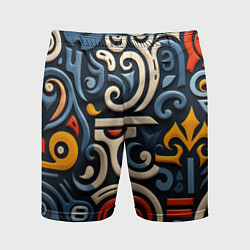 Мужские спортивные шорты Абстрактный цветной паттерн в славянском стиле
