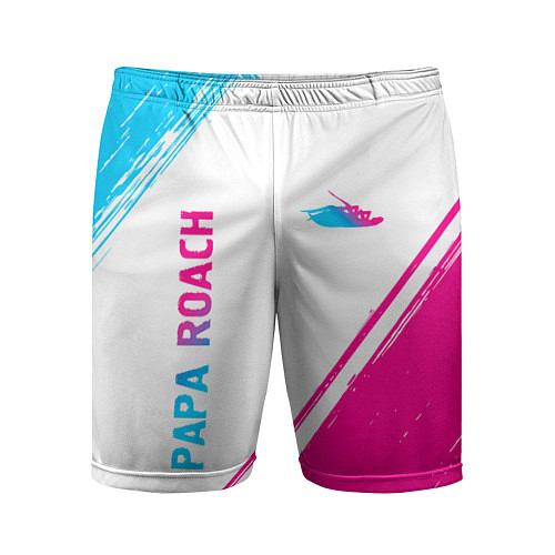 Мужские спортивные шорты Papa Roach neon gradient style вертикально / 3D-принт – фото 1