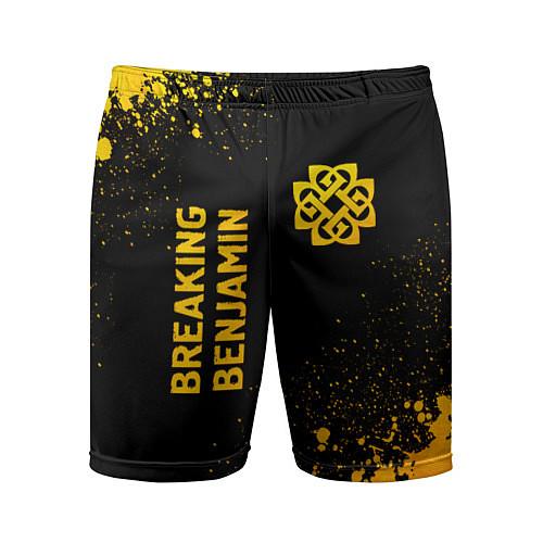 Мужские спортивные шорты Breaking Benjamin - gold gradient вертикально / 3D-принт – фото 1