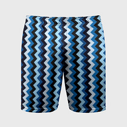 Шорты спортивные мужские Ломаные полосы синий, цвет: 3D-принт