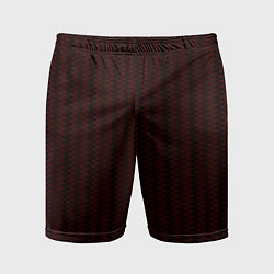 Шорты спортивные мужские Тёмно-красный тёмный полосатый, цвет: 3D-принт