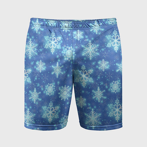 Мужские спортивные шорты Pattern with bright snowflakes / 3D-принт – фото 1