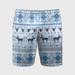 Шорты спортивные мужские Blue sweater with reindeer, цвет: 3D-принт