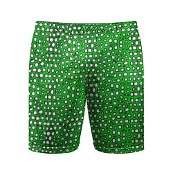 Шорты спортивные мужские Белые пузырьки на зелёном фоне, цвет: 3D-принт