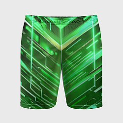 Мужские спортивные шорты Зелёные неон полосы киберпанк