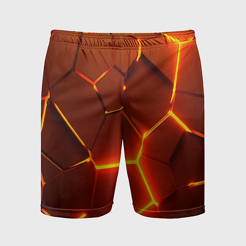 Мужские спортивные шорты Плиты абстрактные огненные / 3D-принт – фото 1
