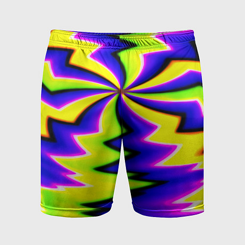 Мужские спортивные шорты Неоновая фрактальная абстракция / 3D-принт – фото 1