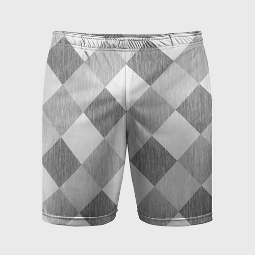 Мужские спортивные шорты Серый плед геометрический узор с текстурой / 3D-принт – фото 1