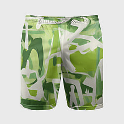 Шорты спортивные мужские Белая и зеленая краска, цвет: 3D-принт