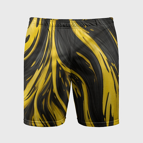 Мужские спортивные шорты Жёлтая и чёрная краска / 3D-принт – фото 1