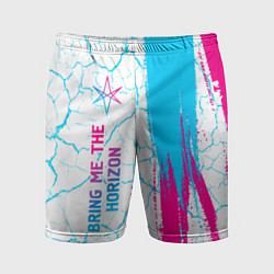 Шорты спортивные мужские Bring Me the Horizon neon gradient style по-вертик, цвет: 3D-принт