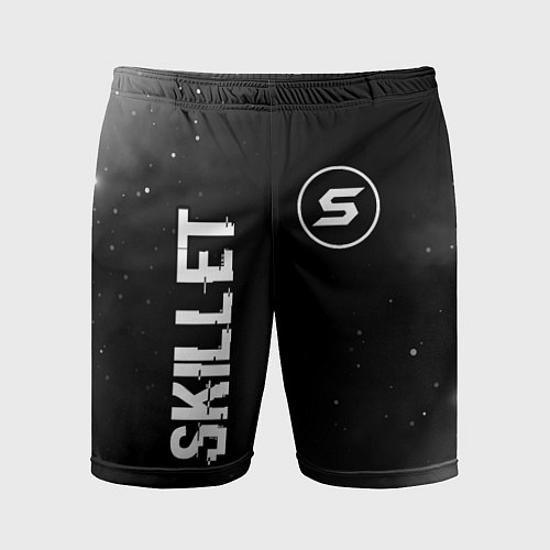 Мужские спортивные шорты Skillet glitch на темном фоне вертикально / 3D-принт – фото 1