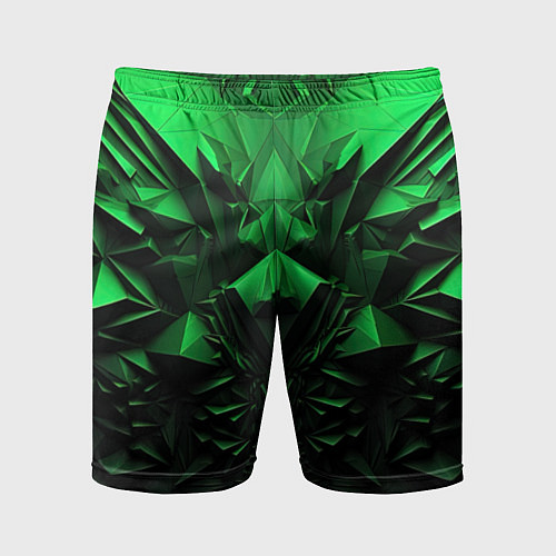 Мужские спортивные шорты Асимметрия зеленого узора / 3D-принт – фото 1