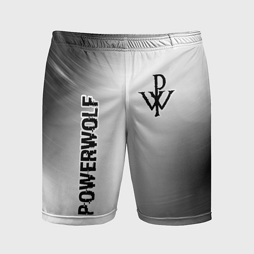 Мужские спортивные шорты Powerwolf glitch на светлом фоне вертикально / 3D-принт – фото 1