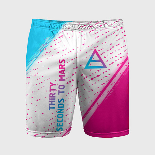 Мужские спортивные шорты Thirty Seconds to Mars neon gradient style вертика / 3D-принт – фото 1