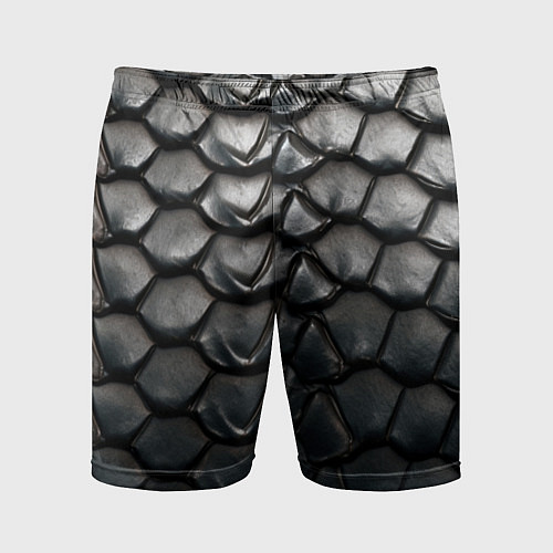 Мужские спортивные шорты Текстура черного дракона / 3D-принт – фото 1