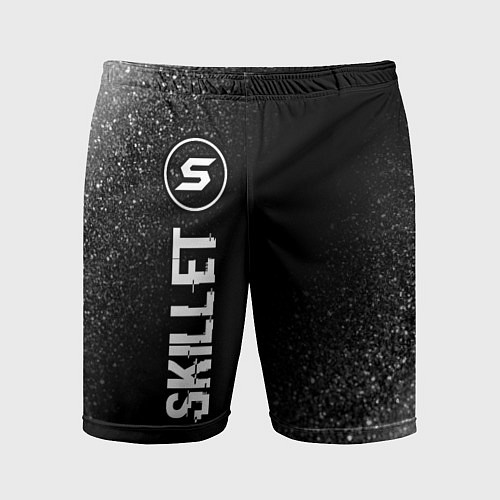 Мужские спортивные шорты Skillet glitch на темном фоне по-вертикали / 3D-принт – фото 1