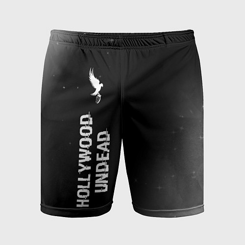 Мужские спортивные шорты Hollywood Undead glitch на темном фоне по-вертикал / 3D-принт – фото 1