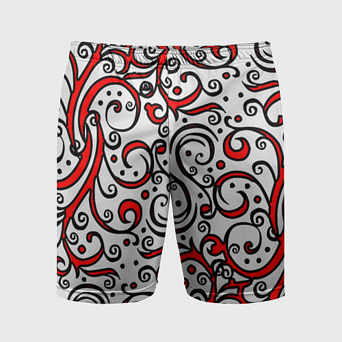 Мужские спортивные шорты Красный кружевной узор / 3D-принт – фото 1