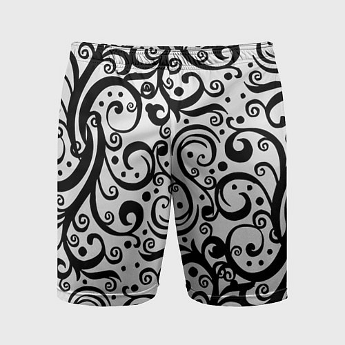 Мужские спортивные шорты Чёрный кружевной узор / 3D-принт – фото 1