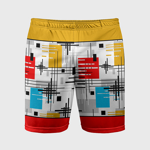 Мужские спортивные шорты Узор красного горчичного цвета / 3D-принт – фото 1