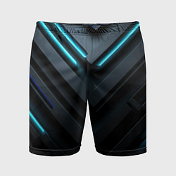 Мужские спортивные шорты Черный и синий фон с абстракцией