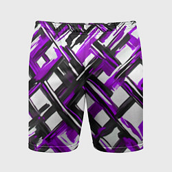 Шорты спортивные мужские Фиолетовые и чёрные мазки, цвет: 3D-принт