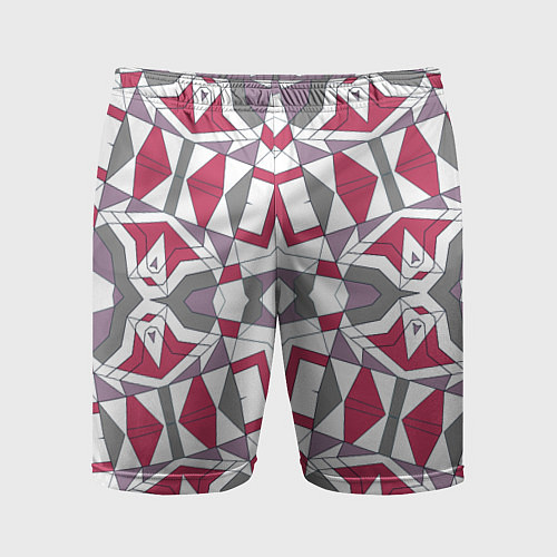 Мужские спортивные шорты Геометрический узор красно серый / 3D-принт – фото 1