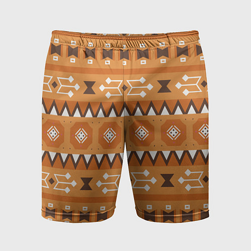 Мужские спортивные шорты Brown tribal geometric / 3D-принт – фото 1