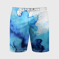Шорты спортивные мужские Синяя акварельная абстракция, цвет: 3D-принт