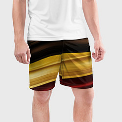 Шорты спортивные мужские Черный красный желтый цвет абстракции, цвет: 3D-принт — фото 2