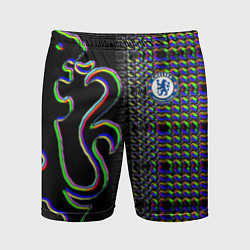 Шорты спортивные мужские Chelsea fc glitch, цвет: 3D-принт