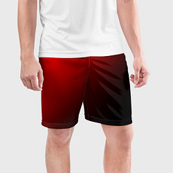 Шорты спортивные мужские Градиент красно-чёрный диагональ, цвет: 3D-принт — фото 2