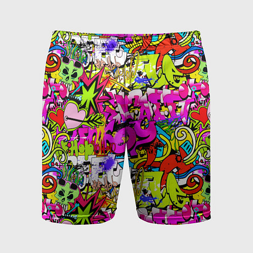 Мужские спортивные шорты Цветное граффити / 3D-принт – фото 1