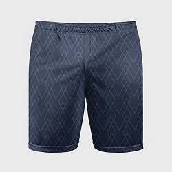 Шорты спортивные мужские Серо-синий геометричные линии, цвет: 3D-принт