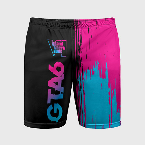 Мужские спортивные шорты GTA6 - neon gradient по-вертикали / 3D-принт – фото 1