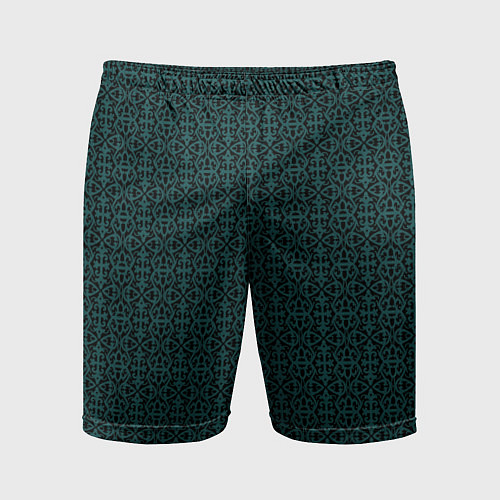 Мужские спортивные шорты Ажурный тёмно-зелёный / 3D-принт – фото 1
