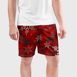 Шорты спортивные мужские Рождественские узоры снежинки, цвет: 3D-принт — фото 2
