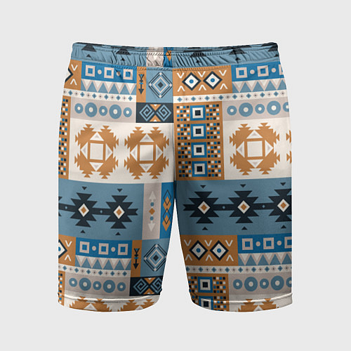 Мужские спортивные шорты Этнический мозаичный геометрический паттерн / 3D-принт – фото 1
