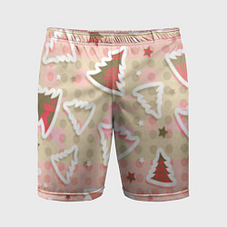 Шорты спортивные мужские Розовые узоры ёлки, цвет: 3D-принт