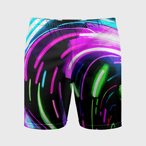 Мужские спортивные шорты Неоновая экспрессивная абстракция / 3D-принт – фото 1