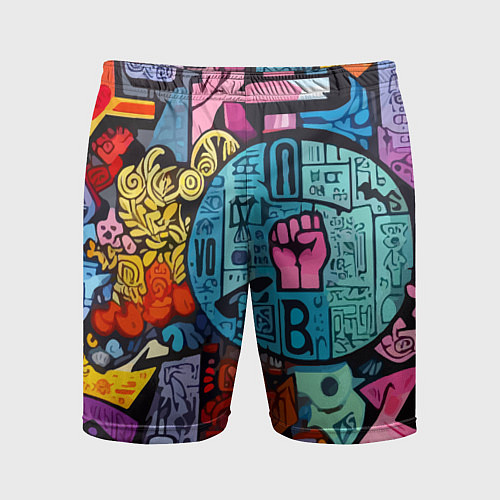 Мужские спортивные шорты Кулак - граффити / 3D-принт – фото 1